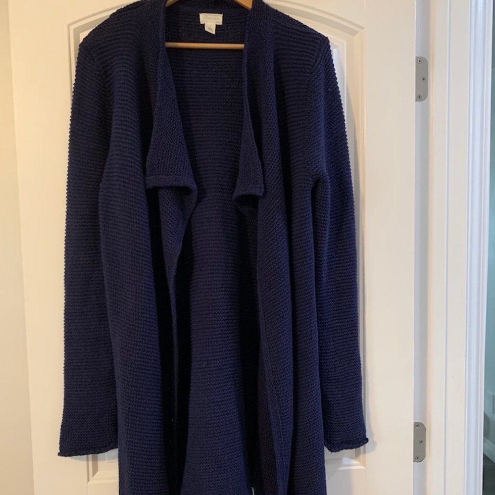 Caslon long navy open drape cardigan